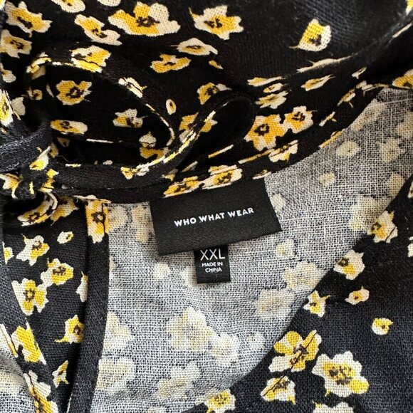 Who What Wear Floral Puff Sleeve Linen Blend Maxi Dress Size XXL NWOT - Picture 8 of 9